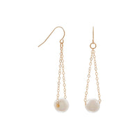 Thumbnail for 14 Karat Gold French Wire Earrings with Floating Cultured Freshwater Pearl