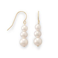 Thumbnail for 14 Karat Gold Stacked Cultured Freshwater Pearl French Wire Earrings