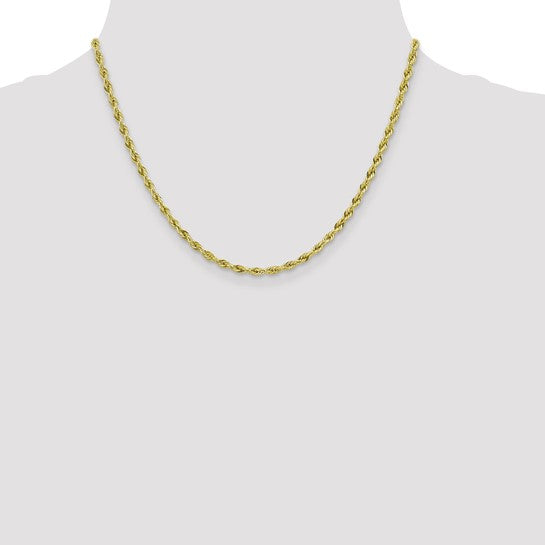10-Karat 3mm Semi-Solid Rope Chain - 18"