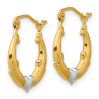 Thumbnail for 10Karat and Rhodium Dolphin Heart Hollow Hoop Earrings
