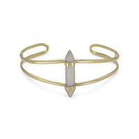 Thumbnail for 14 Karat Gold Plated Split Cuff with Spike Pencil Cut Gray Moonstone
