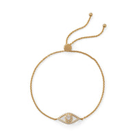 Thumbnail for 14 Karat Gold Plated CZ Evil Eye Friendship Bolo Bracelet