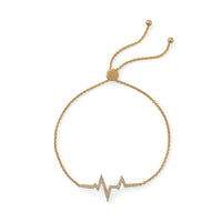 Thumbnail for 14 Karat Gold Plated CZ Heartbeat Friendship Bolo Bracelet