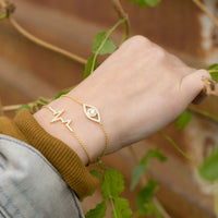 Thumbnail for 14 Karat Gold Plated CZ Heartbeat Friendship Bolo Bracelet