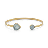 Thumbnail for 14 Karat Gold Plated Aquamarine Cuff Bracelet