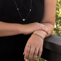 Thumbnail for 14 Karat Gold Plated and Diamond Chip Ring