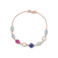 Thumbnail for 14 Karat Rose Gold Plated Multi Gemstone Bracelet