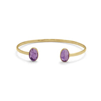 Thumbnail for 14 Karat Gold Plated Rough Cut Amethyst Cuff