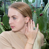 Thumbnail for 14 Karat Gold Plated Bead Edge Post Earrings