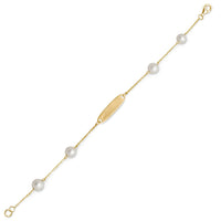 Thumbnail for 14 Karat Gold Plated ID Bracelet with White Cultured Freshwater Pearls