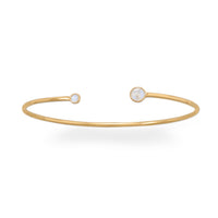 Thumbnail for 14 Karat Gold Plated Rainbow Moonstone Open Cuff Bracelet