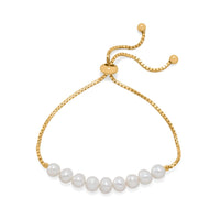 Thumbnail for 14 Karat Gold Plated Cultured Freshwater Pearl Bolo Bracelet