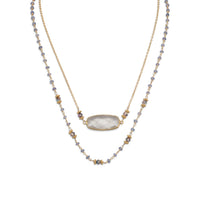 Thumbnail for 14 Karat Gold Plated Double Strand Tanzanite and Quartz Necklace