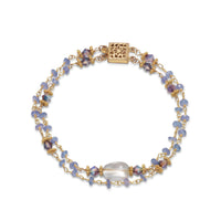 Thumbnail for 14 Karat Gold Plated Double Strand Tanzanite and Citrine Bracelet
