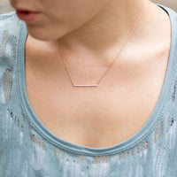 Thumbnail for 14 Karat Rose Gold Plated CZ Bar Necklace