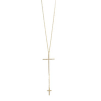 Thumbnail for 14 Karat Gold Plated Necklace with Double CZ Cross Drop