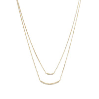 Thumbnail for 14 Karat Gold Plated Double Strand Curved CZ Bar Necklace