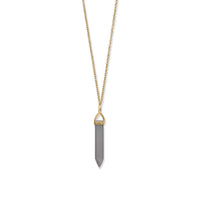 Thumbnail for 14 Karat Gold Plated Spike Pencil Cut Gray Moonstone Necklace