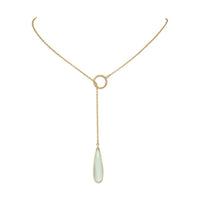 Thumbnail for 14 Karat Gold Plated Lariat Necklace with Chalcedony Drop