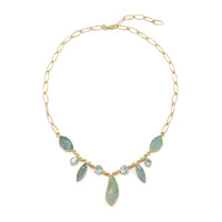 Thumbnail for 14 Karat Gold Plated Aquamarine and Blue Topaz Necklace