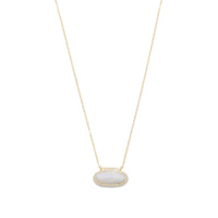 Thumbnail for 14/20 Gold Filled Rainbow Moonstone Ellipse with CZ Edge Slide Necklace