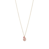 Thumbnail for 14 Karat Gold Rose Quartz and Pink Hydro Glass Necklace