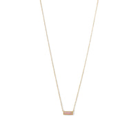 Thumbnail for 14 Karat Gold Plated Mini Synthetic Pink Opal Bar Necklace