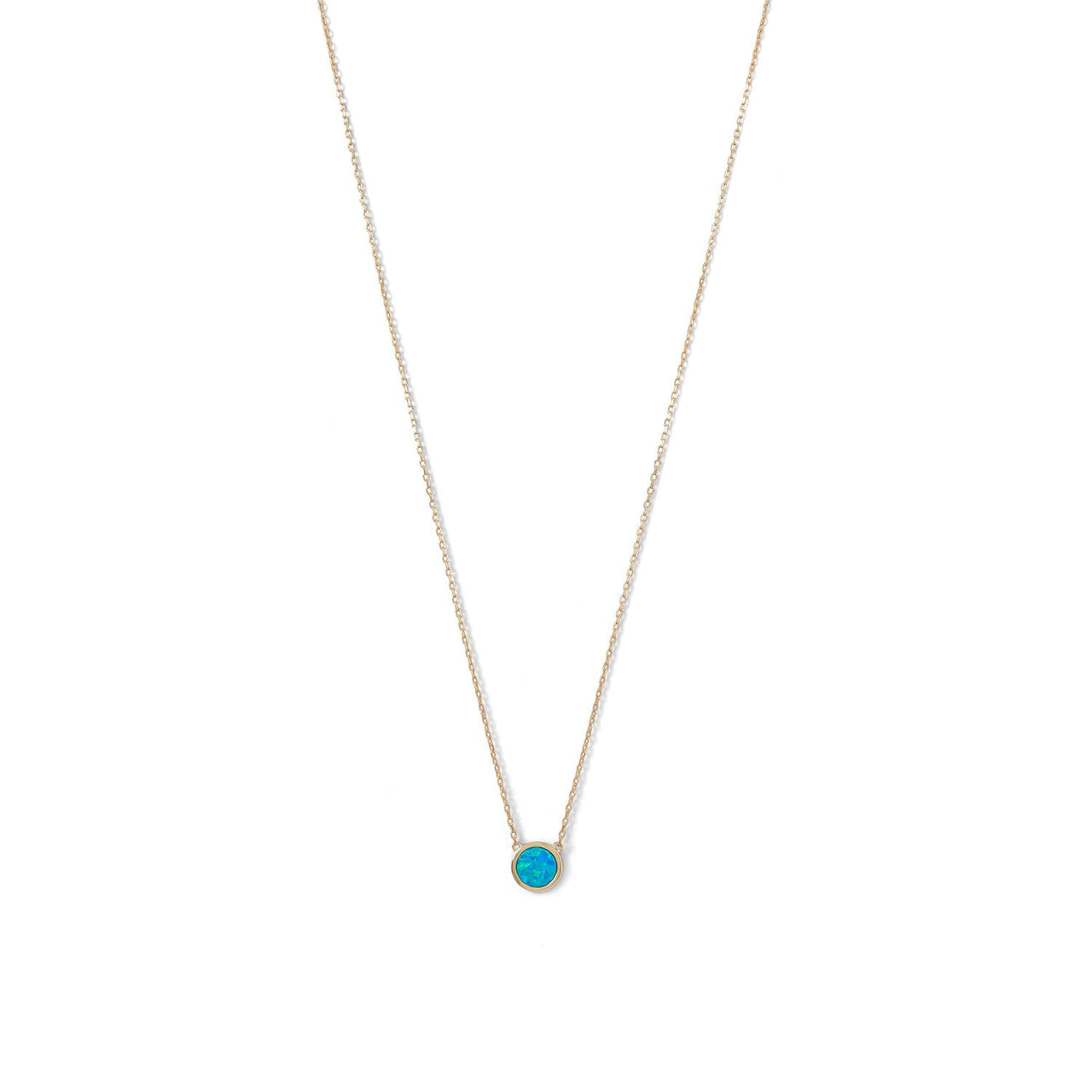 14 Karat Gold Plated Mini Synthetic Blue Opal Necklace