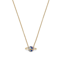 Thumbnail for 14 Karat Gold Plated Mini CZ Planet Necklace