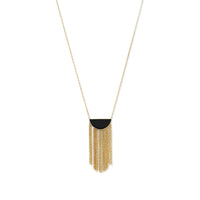 Thumbnail for 14 Karat Gold Plated Black Onyx and Fringe Necklace