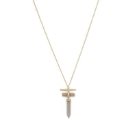 Thumbnail for 14 Karat Gold Plated Pencil Cut Gray Moonstone Drop Necklace