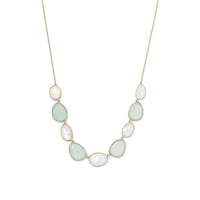 Thumbnail for 14 Karat Gold Plated Rainbow Moonstone and Green Chalcedony Necklace