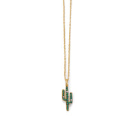 Thumbnail for 14 Karat Gold Plated CZ Saguaro Cactus Charm Necklace