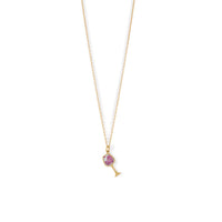 Thumbnail for 14 Karat Gold Plated CZ Red Wine Glass Charm Necklace