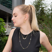 Thumbnail for 14 Karat Gold Plated Curved Bar Amethyst Drop Necklace