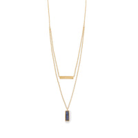 Thumbnail for 14 Karat Gold Plated Labradorite Double Strand Bar Necklace