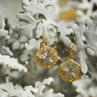 Thumbnail for 14 Karat Gold Plated Sand Dollar French Wire Earrings