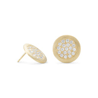 Thumbnail for 14 Karat Gold Plated Pave CZ Post Earrings