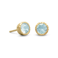 Thumbnail for 14 Karat Gold Plated Silver Blue Topaz Stud Earrings