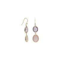 Thumbnail for 14 Karat Gold Plated Quartz and Amethyst Drop Earrings