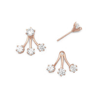 Thumbnail for 14 Karat Rose Gold Plated CZ Front Back Earrings