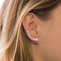 Thumbnail for 14 Karat Gold Plated Graduated Cultured Freshwater Pearl Ear Climbers