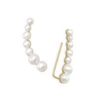 Thumbnail for 14 Karat Gold Plated Graduated Cultured Freshwater Pearl Ear Climbers