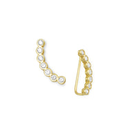 Thumbnail for 14 Karat Gold Plated Bezel CZ Ear Climbers