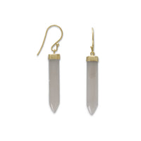 Thumbnail for 14 Karat Gold Plated Spike Pencil Cut Gray Moonstone Earrings