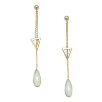 Thumbnail for 14 Karat Gold Plated Lariat Style Earrings with Chalcedony Drop
