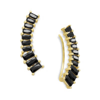 Thumbnail for 14 Karat Gold Plated Ear Climbers with Black CZs