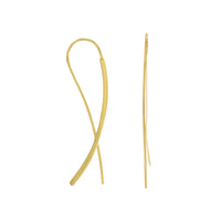 Thumbnail for 14 Karat Gold Plated Flat Long Wire Earrings