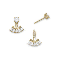 Thumbnail for 14 Karat Gold Plated Multishape CZ Front Back Earrings