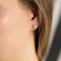Thumbnail for 14 Karat Gold Plated Polki Diamond Post Earrings